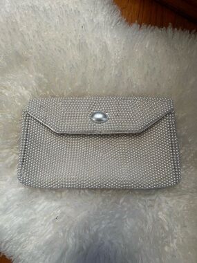 White Pearl-Embellished Evening Clutch bridal, bachelorette party